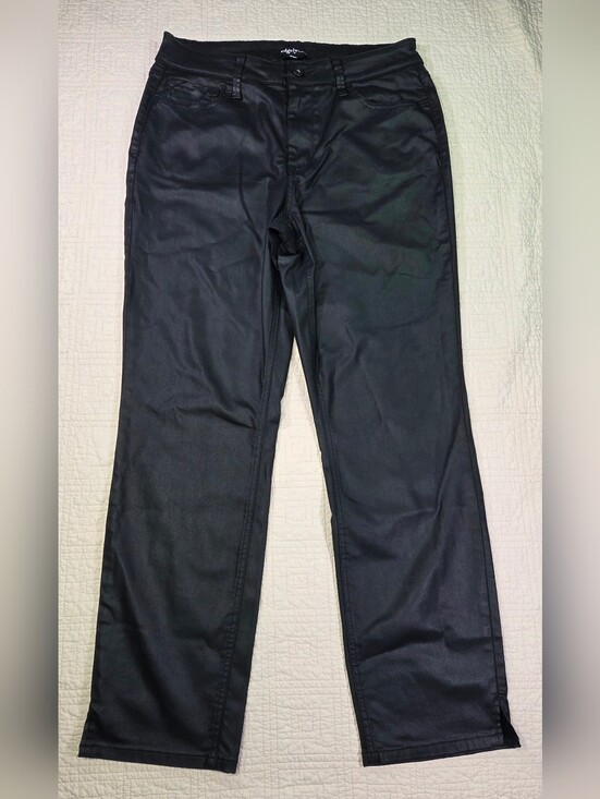 Edgely Pants - Edgely by Maurices Black Faux Leather Pants - Slim Straight Size 14